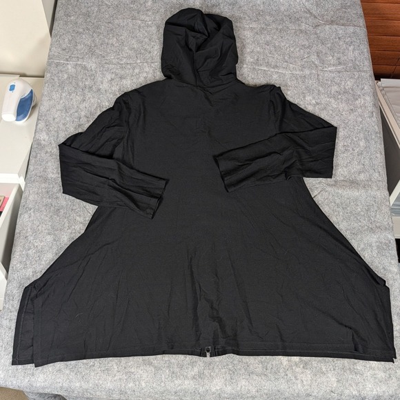Eileen Fisher Black Zip Front Hooded Cardigan Duster Lightweight Size S - Picture 3 of 7